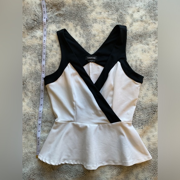 Black and White BeBe Peplum Top - Picture 4 of 5